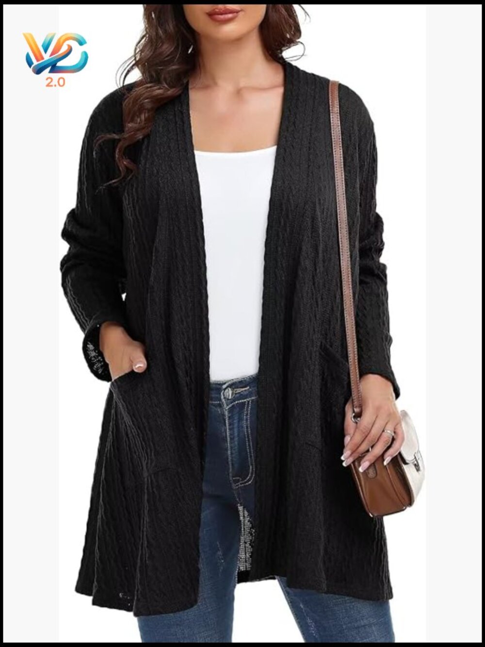 Plus Size Long Sleeve Cardigan with Pockets Lightweight Fall Sweater